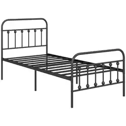 Tesco HOMCOM 3ft Metal Single Platform Bed Frame w/ Underbed Storage, Black offer