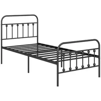 Tesco HOMCOM 3ft Metal Single Platform Bed Frame w/ Underbed Storage, Black offer