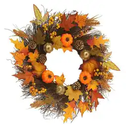 Tesco Living and Home Artificial Autumn Halloween Prelit Wreath Decorations offer