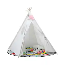 Tesco Living and Home Children Tent Teepee Kids Indoor Play House - White 120cmx140cm offer