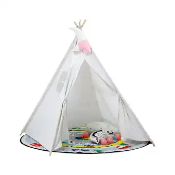 Tesco Living and Home Children Tent Teepee Kids Indoor Play House - White 120cmx140cm offer