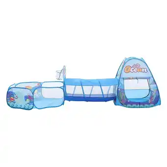 Tesco Living and Home 3-in-1 Pop Up Play Tent Set Toddlers Tunnel Playhouse - Ocean Blue offer