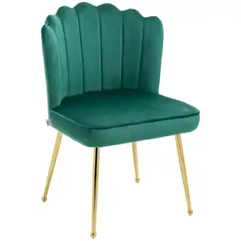 Tesco HOMCOM Velvet-Feel Shell Accent Chair Home Bedroom Lounge Green offer