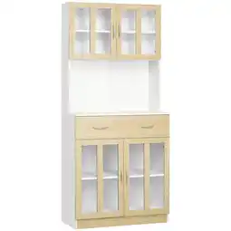 Tesco HOMCOM 1.8m Kitchen Cupboard Storage Cabinet, Framed Glass Doors offer