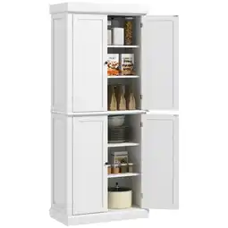 Tesco HOMCOM Modern Kitchen Storage Cabinet, 6-Tier Shelves, White offer