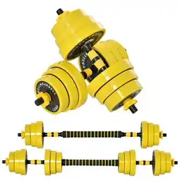 Tesco HOMCOM 20KG Barbell & Dumbbell Set Fitness Exercise Plate Bar Clamp offer