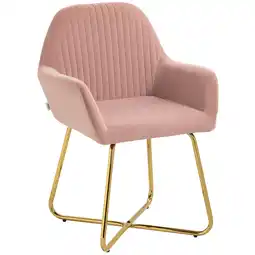 Tesco HOMCOM Modern Accent Chair Velvet-Touch Upholstered Armchair Pink offer