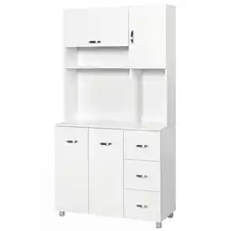 Tesco HOMCOM Freestanding Kitchen Cupboard Storage Unit w/ Drawers and Shelf offer