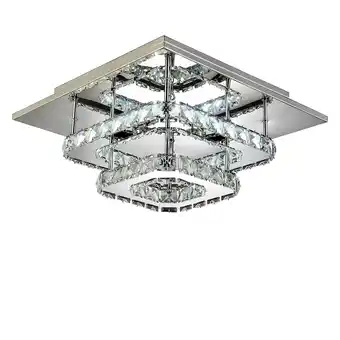 Tesco Living and Home Rectangle Modern Double-Tier Crystal LED Ceiling Light offer