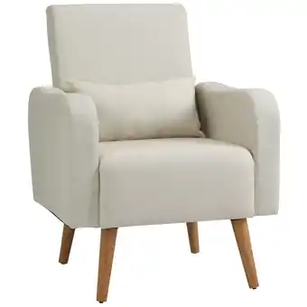 Tesco HOMCOM Nordic Leisure Lounge Sofa Accent Chair with Pillow Cream offer