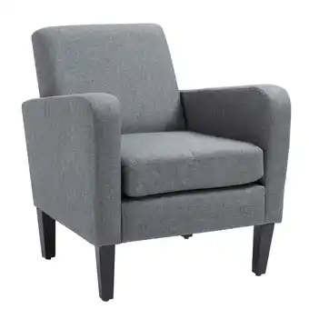 Tesco HOMCOM Modern Armchair Accent w/ Rubber Wood Legs Bedroom Grey offer