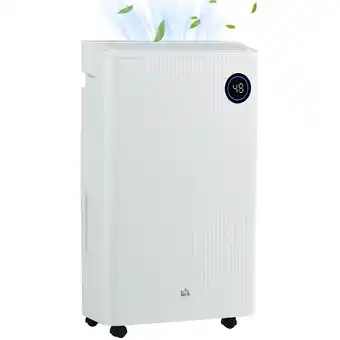 Tesco HOMCOM 16L/Day Quiet Air Dehumidifier with Purifier, UVC, Timer, White offer