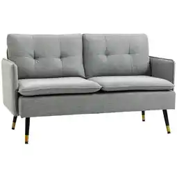 Tesco HOMCOM Modern Upholstered Two Seater Sofa for Bedroom Living Room Grey offer