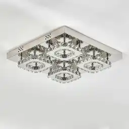 Tesco Living and Home Square Glamorous Crystal LED Ceiling Lighting offer