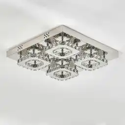 Tesco Living and Home Square Large-size Glamourous Crystal LED Ceiling Light offer