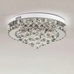 Tesco Living and Home Round LED Semi-Flush Mount Ceiling Light with Crystal Droplets offer