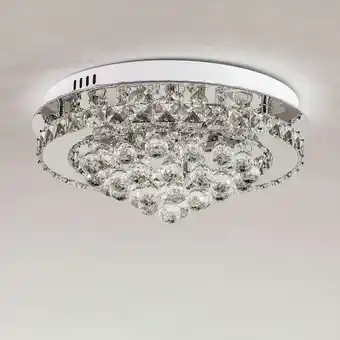 Tesco Living and Home Round LED Semi-Flush Mount Ceiling Light with Crystal Droplets offer