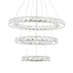 Tesco Living and Home Modern 3-Tier Adjustable Crystal LED Pendant Light offer