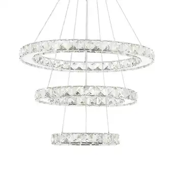 Tesco Living and Home Modern 3-Tier Adjustable Crystal LED Pendant Light offer