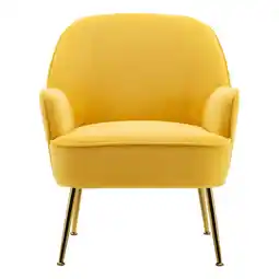 Tesco Living and Home Contemporary Upholstered Comfy Armchair with Gold-Plated Feet - Yellow offer