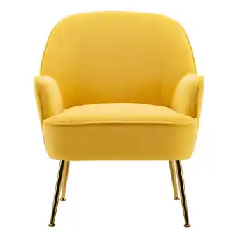 Tesco Living and Home Contemporary Upholstered Comfy Armchair with Gold-Plated Feet - Yellow offer