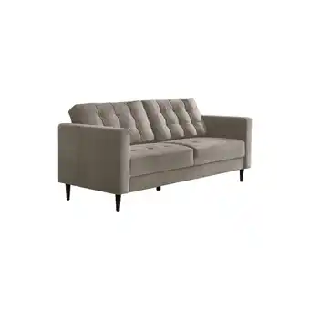 Tesco Furniturebox Jolene 3 Seater Mink Light Grey Velvet Sofa offer