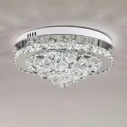 Tesco Living and Home Round LED Semi-Flush Mount Ceiling Light with Crystal Droplets & Remote offer