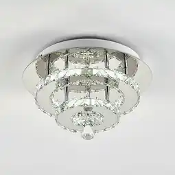 Tesco Living and Home Round Modern Double-Tier Crystal LED Ceiling Light offer