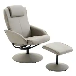 Tesco HOMCOM Swivel Armchair with Footstool and Adjustable Backrest Grey offer