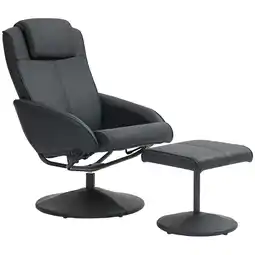 Tesco HOMCOM Swivel Armchair with Footstool and Adjustable Backrest Black offer