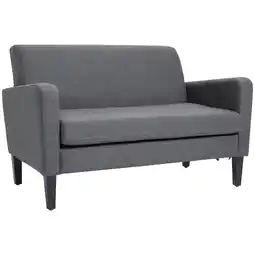 Tesco HOMCOM Linen Modern-Curved 2-Seat Loveseat w/ Wood Legs Grey offer