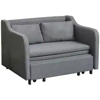 Tesco HOMCOM Pull Out Sofa Bed, Fabric 2 Seater Sofa Couch for Living Room offer