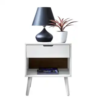 Tesco Furniturebox Alma White Modern Bedside Table offer