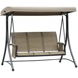 Tesco Outsunny 3 Seat Metal Fabric Balcony Patio Swing Chair Brown offer