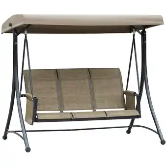 Tesco Outsunny 3 Seat Metal Fabric Balcony Patio Swing Chair Brown offer