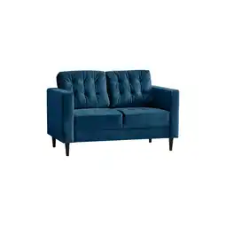 Tesco Furniturebox Jolene 2 Seater Navy Blue Velvet Sofa offer