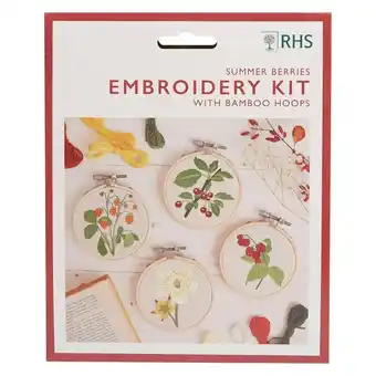 Tesco RHS Embroidery Hoop Decoration Kit, Pack Of 4, Summer Berries offer