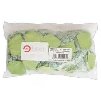 Tesco Blick Tags Strung, 45mm x 28mm, Rectangular, Green, 1000 Labels offer