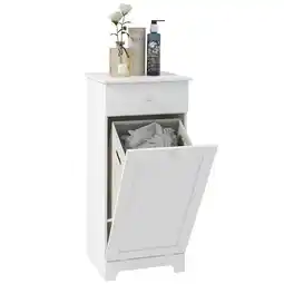 Tesco HOMCOM Bathroom Cabinet with Folding Laundry Hamper and Drawer offer