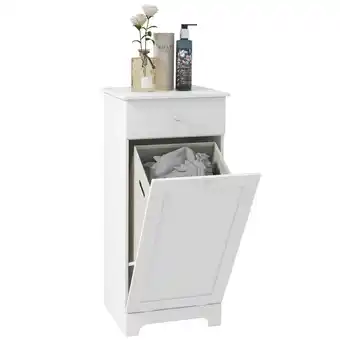 Tesco HOMCOM Bathroom Cabinet with Folding Laundry Hamper and Drawer offer