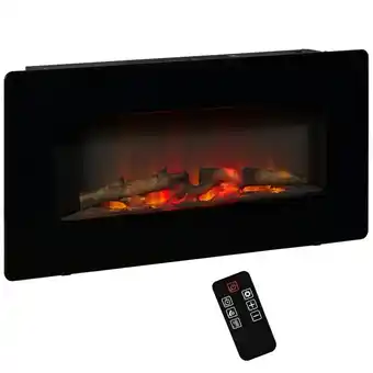 Tesco HOMCOM Electric Fireplace Heater Wall-Mount W/ Flame Effect offer