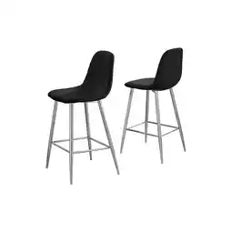 Tesco Furniturebox Corona 2x Black Faux Leather Silver Legs Bar Chair offer