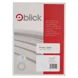 Tesco Blick CD Labels 2 Per Sheet, 117mm, Circular, White, 200 Labels offer