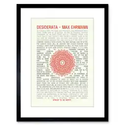 Tesco Quote Poem Desiderata Mandala Max Ehrmann 9x7 Black Framed Wall Art Print offer