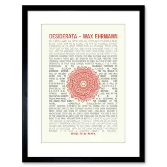 Tesco Quote Poem Desiderata Mandala Max Ehrmann 9x7 Black Framed Wall Art Print offer