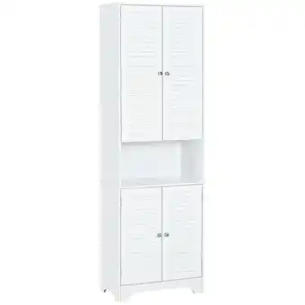 Tesco HOMCOM 183x60cm Tall Freestanding Bathroom Cabinet Retro offer