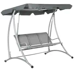 Tesco Outsunny 3 Seat Metal Fabric Patio Swing Chair w/ Canopy Grey offer