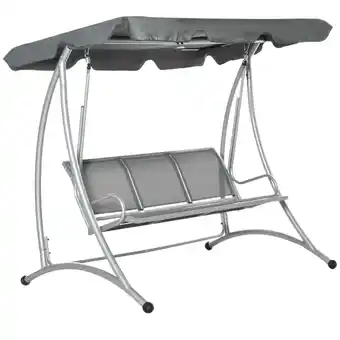 Tesco Outsunny 3 Seat Metal Fabric Patio Swing Chair w/ Canopy Grey offer