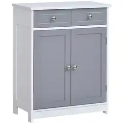 Tesco kleankin Bathroom Floor Storage Cabinet w/ 2 Drawers Grey White offer