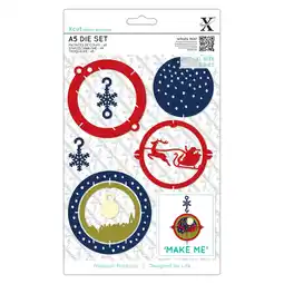 Tesco Xcut Dies (7pcs) - Flying Santa Bauble, Silver, A5 offer